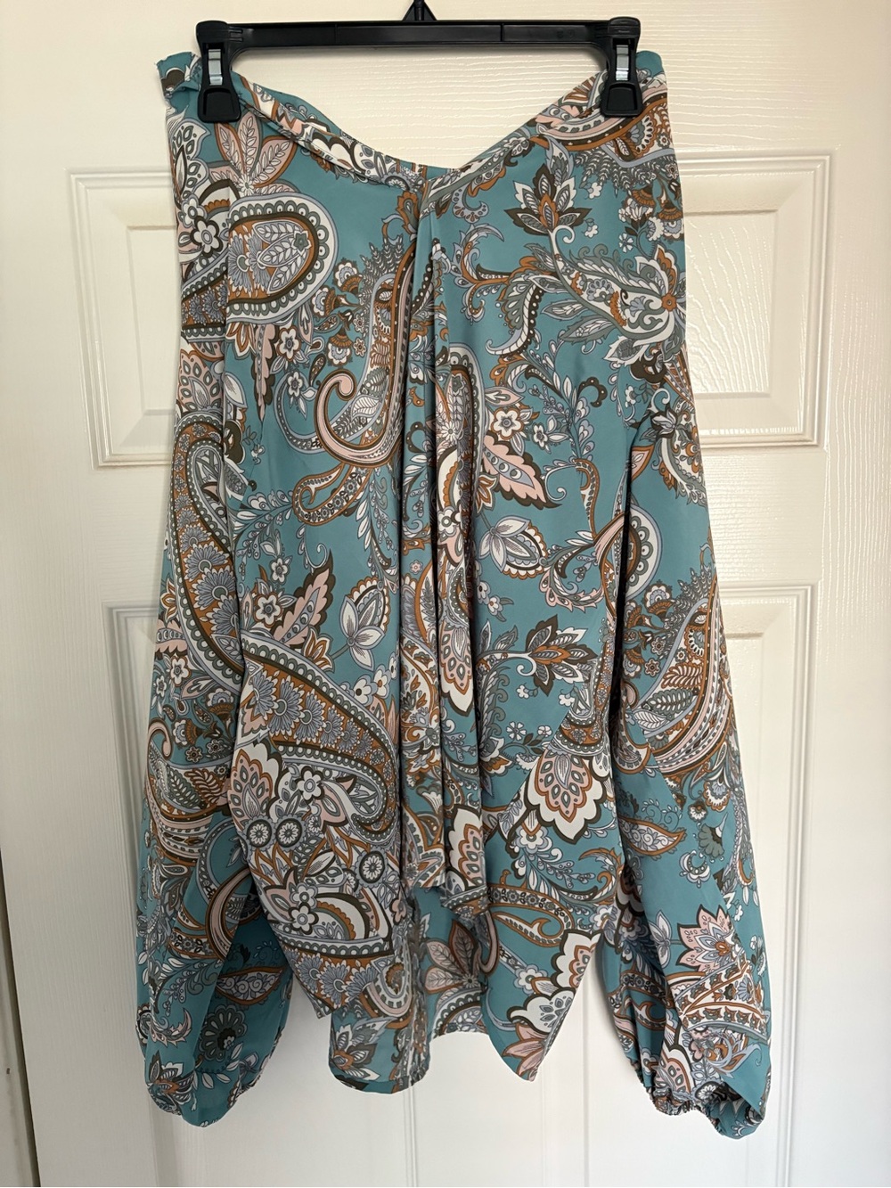 IMAN Teal Paisley SZ 1X Skirt with Brown & Cream Motifs